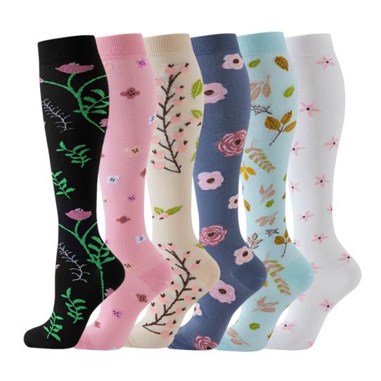 6 Pairs Sport Socks Soft Breathable Non-Slip Compression Socks Functional Support Calf Stockings Exercise Yoga Daily Wear