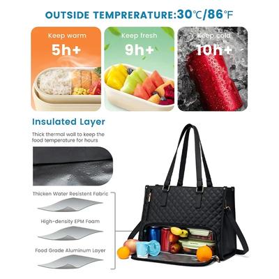 Bolso para Mujer Portátil Tote para Almuerzo Multiusos Aislado para Almuerzo Bolso de Hombro para Maquillaje Resistente Impermeable Bolsa de Viaje En Stock