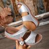 Women's Glitter Two Strap Wedge Sandals Open Toe Soft Sole Comfortable Walking Shoes for Summer Beach Vacation Casual Daily Wear