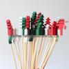 Colorful Christmas Tree Bamboo Toothpicks: Pine Tree Fruit & Decoration Picks, Disposable Skewers