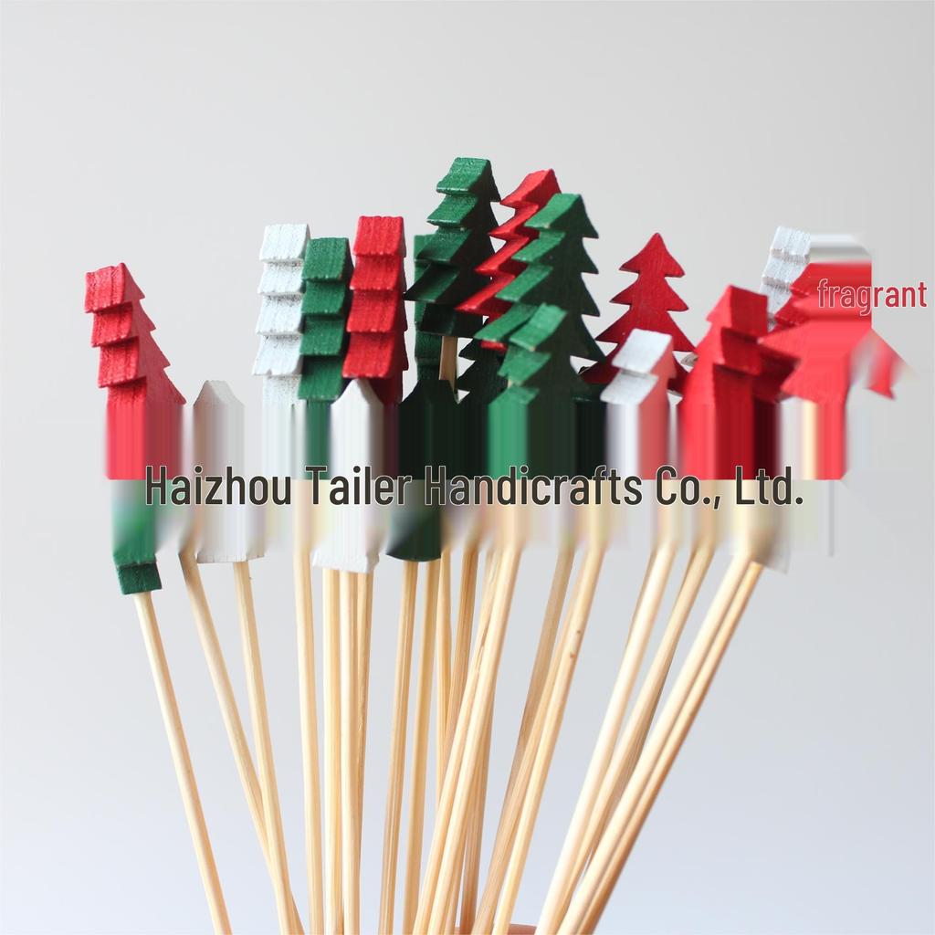 Colorful Christmas Tree Bamboo Toothpicks: Pine Tree Fruit & Decoration Picks, Disposable Skewers