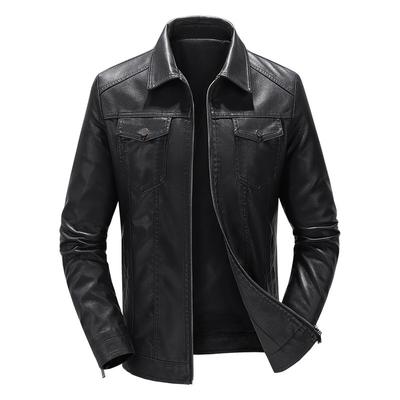 Men's Leather Jacket New Spring Autumn Winter Korean Version Slimming Trend Plus Velvet Thickening Coats