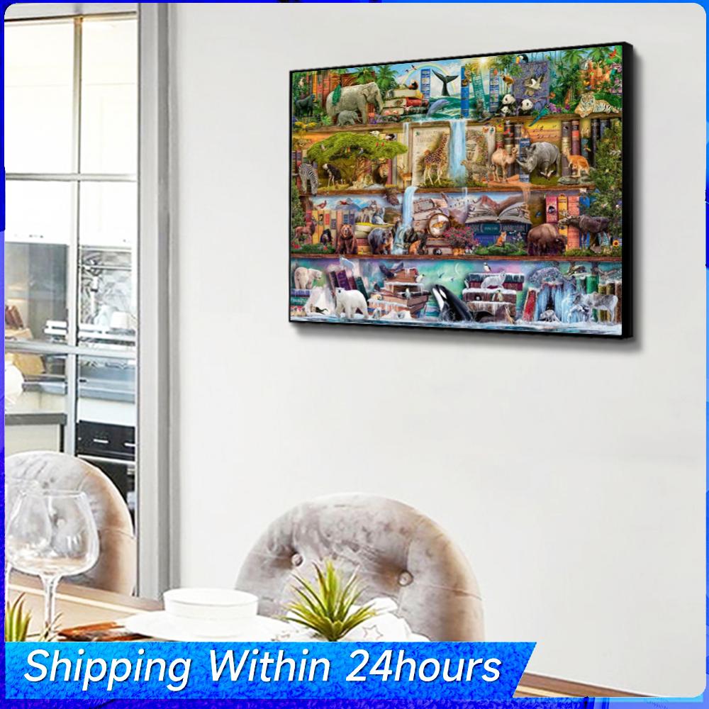 

Wildlife Books Full 11CT 3 Strands DIY Counted Cross Stitch Art and Crafts Kits Cross Stitch Embroidery Kits 21.45x17.55inch China Mainland