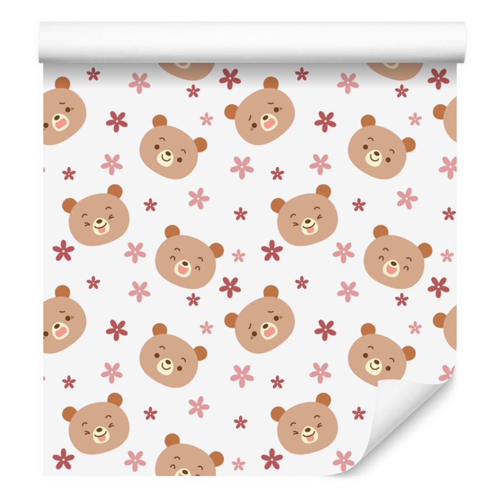 Bear White, Cream and Peach Wallpaper for Living Room and Bedroom 50x1000
