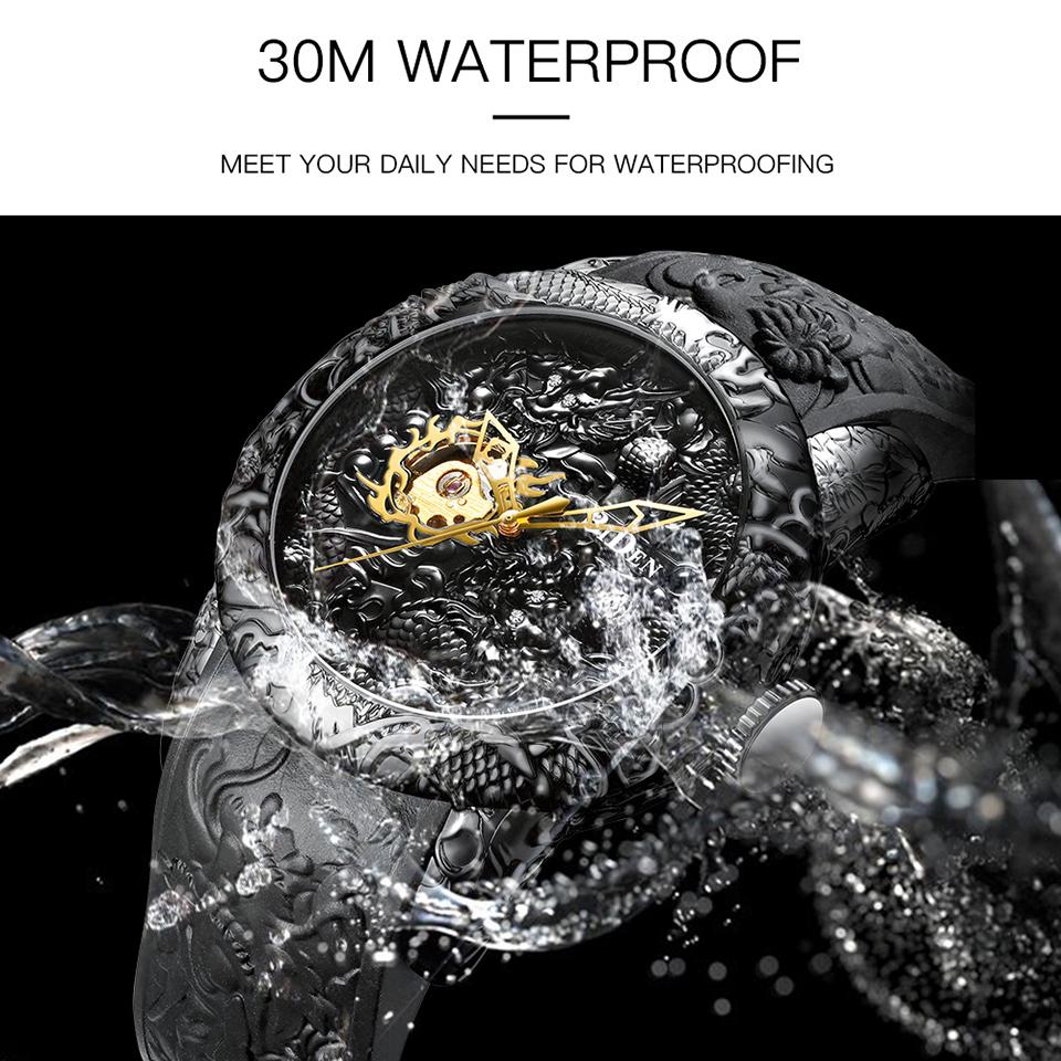 Mode Goldener Drache Skulptur Mechanische Uhren Herrenuhr Wasserdicht Großes Zifferblatt Sportuhren Herrenuhr Top Marke Uhr 2025 Geschenk