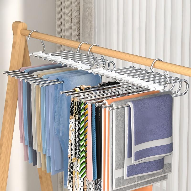 1 Piece of Space Saving Pants Storage Rack with 9/5 Layers, Equipped with A White Non Slip Cover,Suitable for All Kinds of Pants