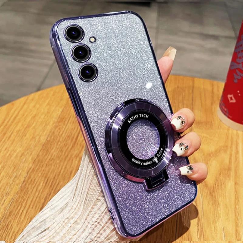 Custodia per telefono con supporto magnetico con placcatura glitterata per Huawei Honor X8B X8 HonorX8 X 8 X8A 8X X9 X9A X9B X7 X7A X7B X6 X6A Supporto Cover