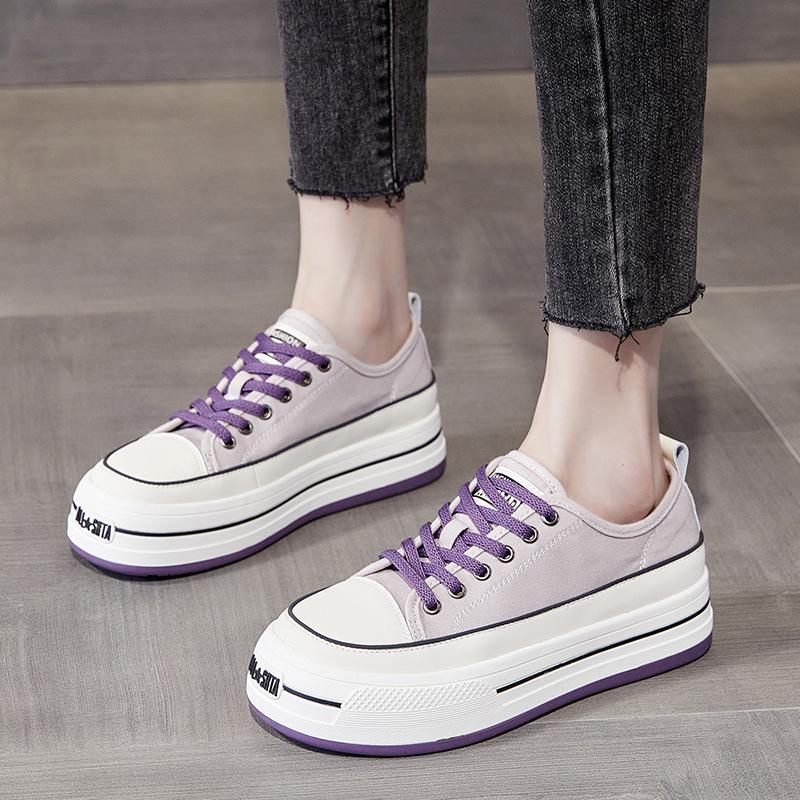 Canvas Shoes Women's  Summer New Plate Shoes Thick Bottom Increased All-match Casual Lace-up Small White Shoes