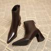 Fashion Pointed Toe Women Ankle Boots Fashion Zippers Designer Short Boots Ladies Winter Autumn Elegant Outdoor High Heels Shoes Women
