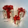 3 Pcs Christmas Lighted Gift Boxes Pre Lit Present Boxes with Bow And LED Light for Indoor Home Party Lawn Decor
