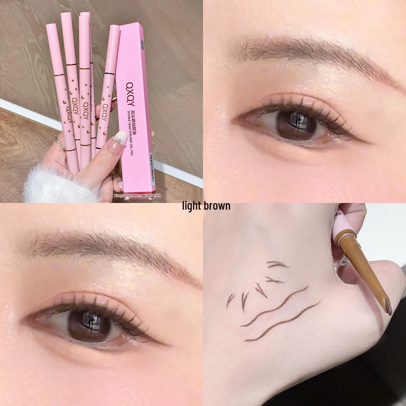

QXQY 2-in-1 Long-lasting Eyeliner & Brow Pencil with Blade Brush светло-коричневого