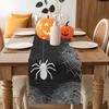 Halloween Linen Table Runner,Spiders Spiderweb Texture Dresser Scarf Kitchen Dinning Tabletop Covers Decor for Indoor Outdoor Party Holiday Wedding