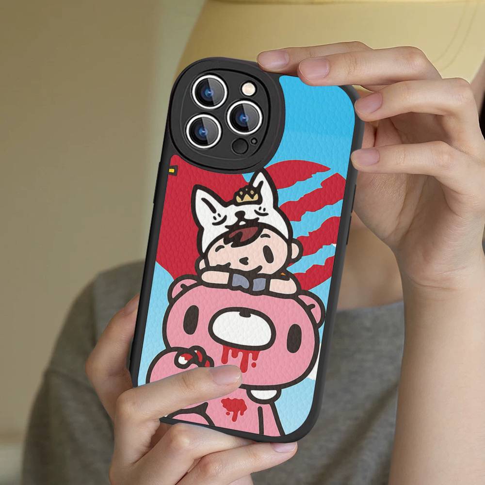 Cute G-Gloomy B-Bear Phone Case For IPhone 16 15 14 13 12 11 Pro Max Plus Leather Soft Cover
