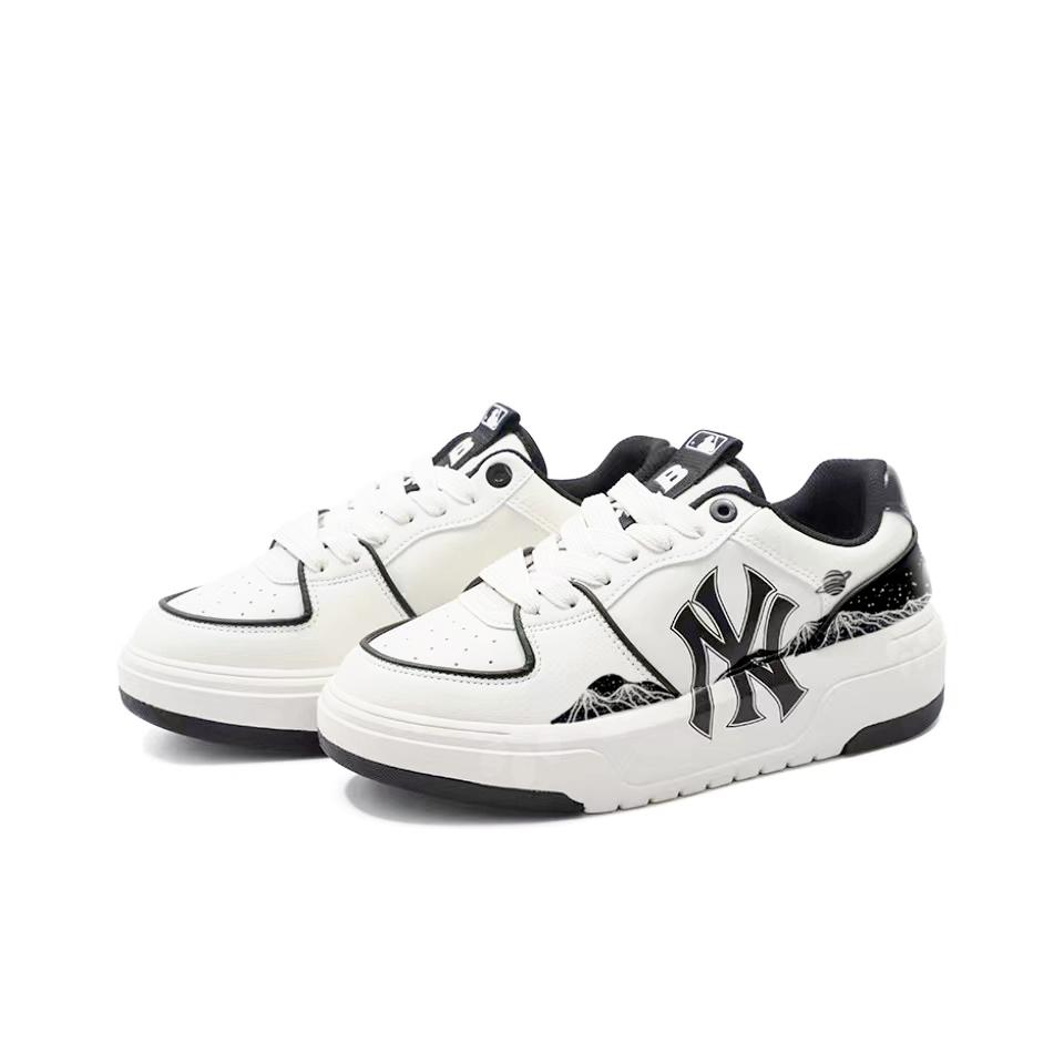 MLB Chunky Liner PU Lightweight And Breathable Low top Skateboard Shoes Unisex Black White 3ASXCA12N-50WHS(Team-)-Random packaging bags