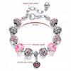 Bracciale Modulare Argento Perline Rosa Ciondoli Regolabile 19 - 22 cm