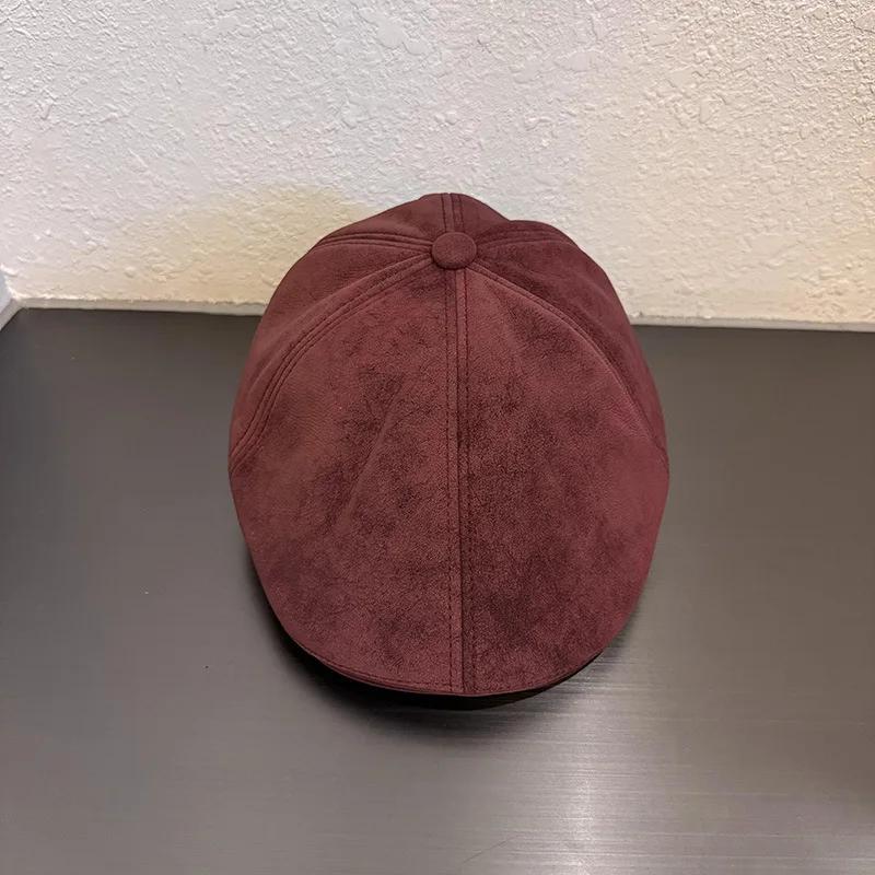 Vintage Amerikanische Lässige Wildleder Newsboy Kappe Damen Winter Herbst Malerhut Große Größe Schmeichelhaft Wendbares Design