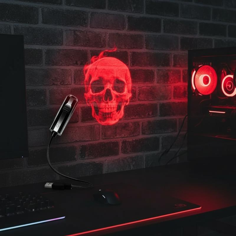 USB Halloween Christmas Projector Light with Adjustable Gooseneck & Swap Pattern Films – Indoor Outdoor Decor for Parties, Home, Windows