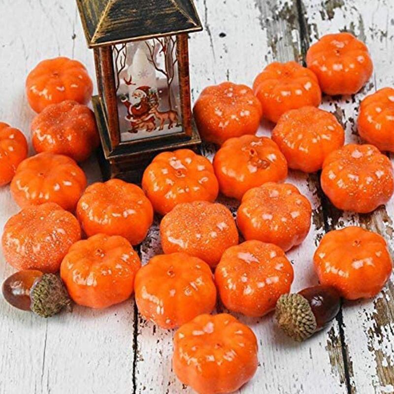 12pcs Artificial Mini Foam Pumpkin Simulation Props Perfect For Halloween Party Decoration