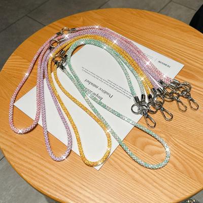 Colorful Rhinestone Multifunctional Phone and ID Lanyard with Anti-Lost Crossbody Chain