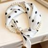 Popular Magnetic Buckle Pearl Necklace Silk Scarf Classic Striped Design Small Scarf Women's Protection Collar Anti-sun Thin Scarf