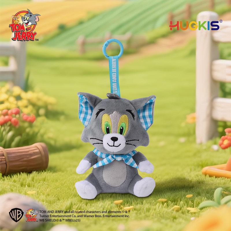 Tom and Jerry Plaid Plush Keychain: Cute Tom Cat & Jerry Mouse Charm