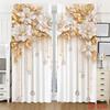 2PCS Digital Printed Curtains, White Flower Pendant Elegant Floral Jewelry, Window Drapes for Living Room Bedroom Home Decor
