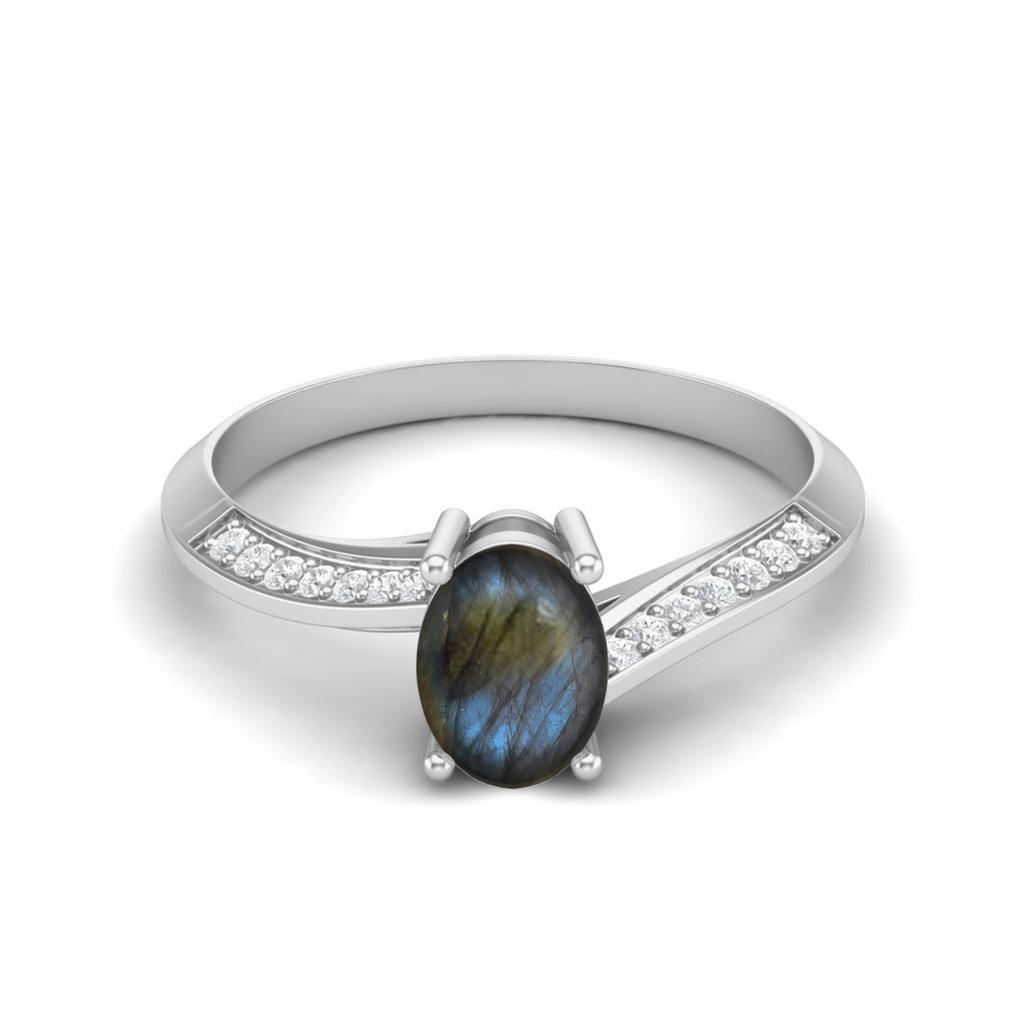 925 Sterling Silver Oval 1.28 CT Labradorite Gemstone Ring