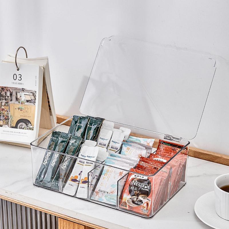 Tea Bag Storage Box Divided Tea Bag Organizer Clear Storage Box With Lid Drawer Storage Holder Desktop Storage Container