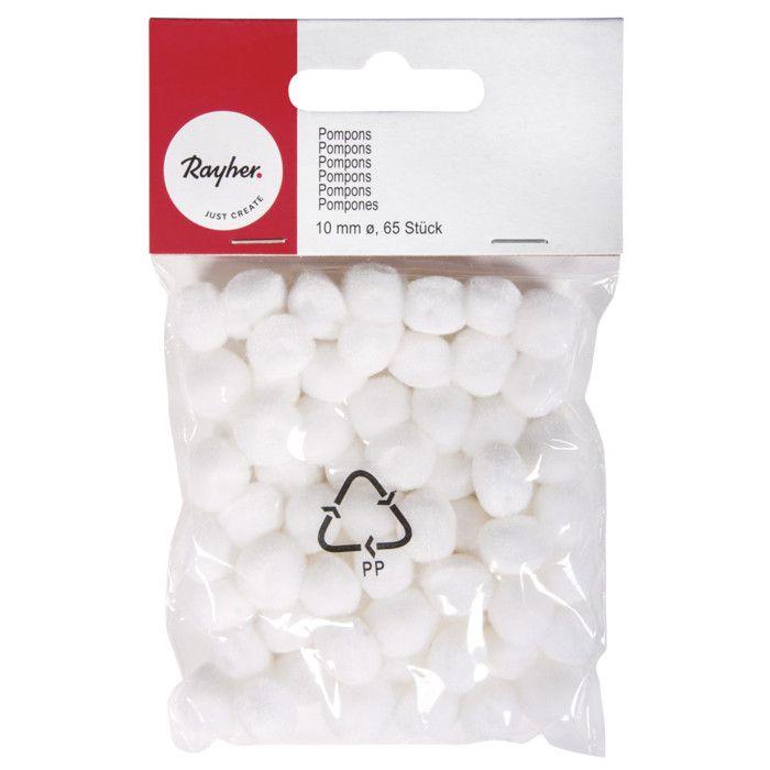 Pompons Blanc 1 cm 65 pièces