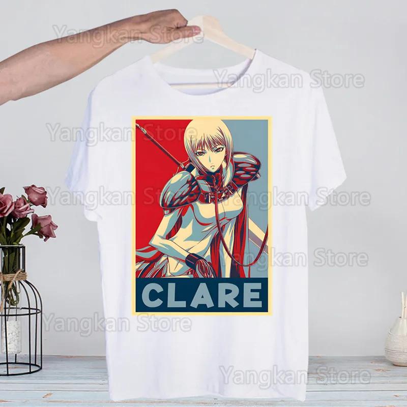 Claymore Anime Clare Miria Manga Fashion T-Shirt For Men Casual Tops Short Sleeve Waifu Men's Tshirt Cute Printing Shirt