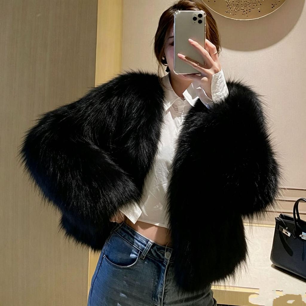 New imitation fur coat women's imitation fox hair raccoon hair imitation autumn and winter thickened temperament light