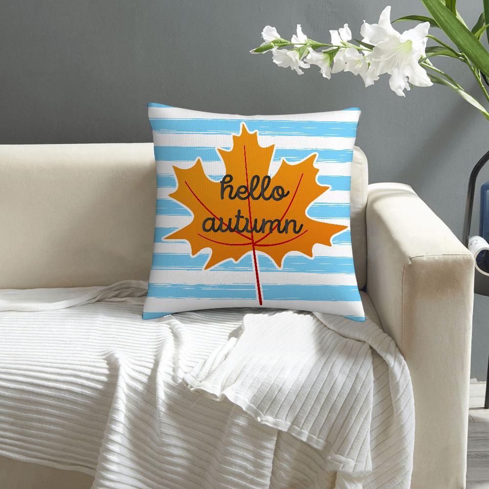 Fall Maple Leaf Print Pillow Case Sofa Decorative Home Double-sided Print Plush Square Throw Pillow Covers Cushion Decor Cover