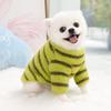 Winter Dog Warm Clothes Stripes Dog Bodysuit Fashion Plush Dogs Coat  Cat