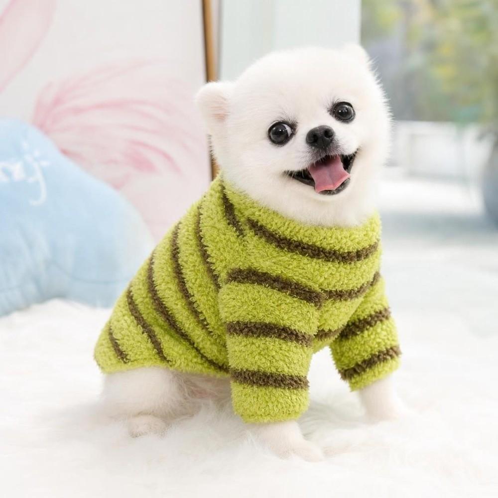 Winter Dog Warm Clothes Stripes Dog Bodysuit Fashion Plush Dogs Coat Cat