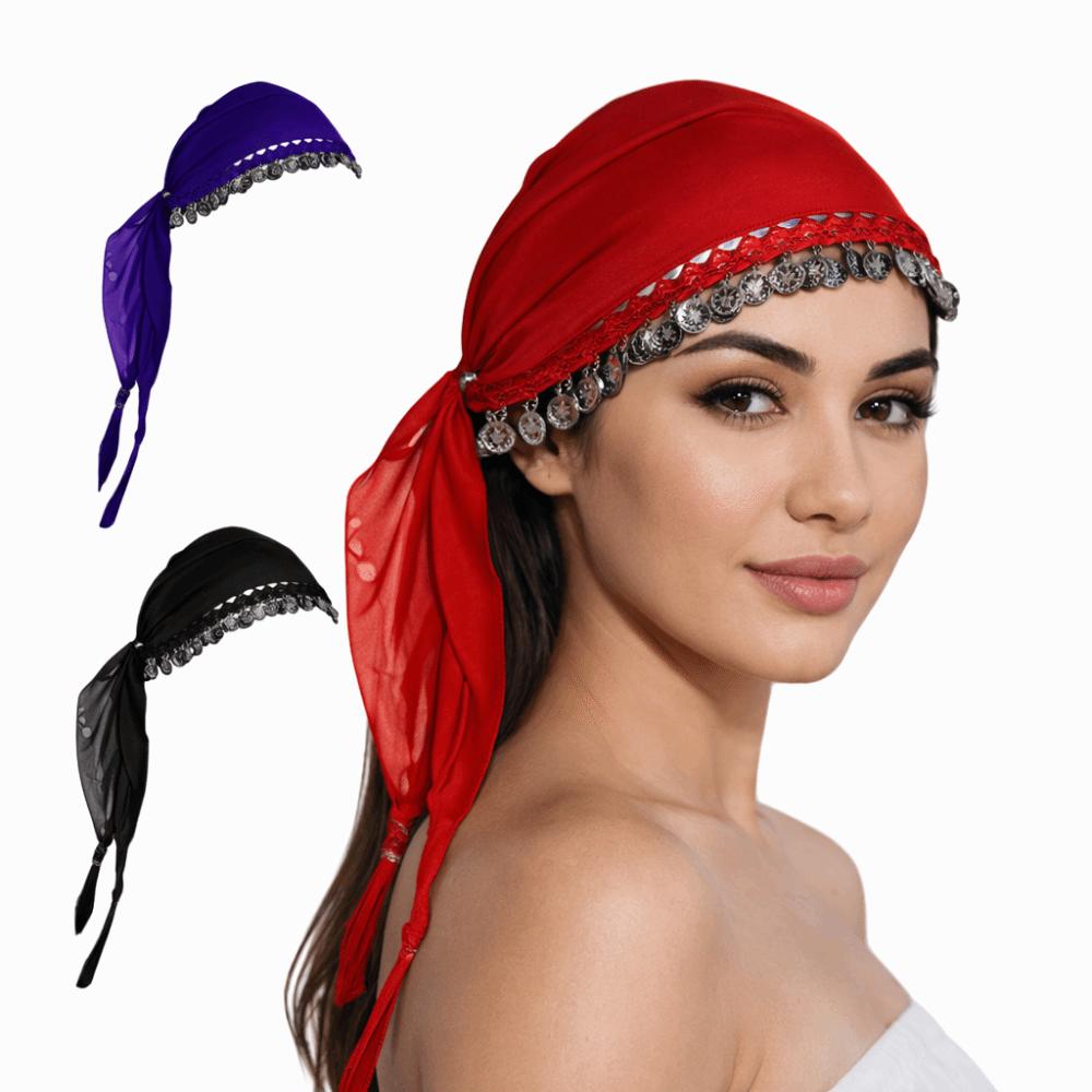 Crochet Belly Dance Accessories Traditional Dance Costume Headwear Coin Headscarf  Belly Dance