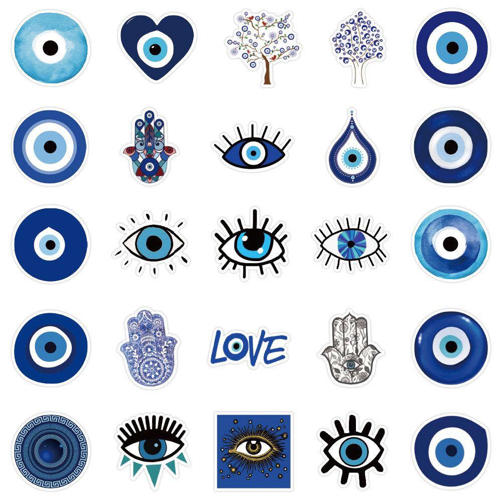 10/30/50pcs Cool Turkish Evil Eye Stickers Cartoon Graffiti Decal Toy DIY Skateboard Phone Notebook Aesthetic Waterproof Sticker