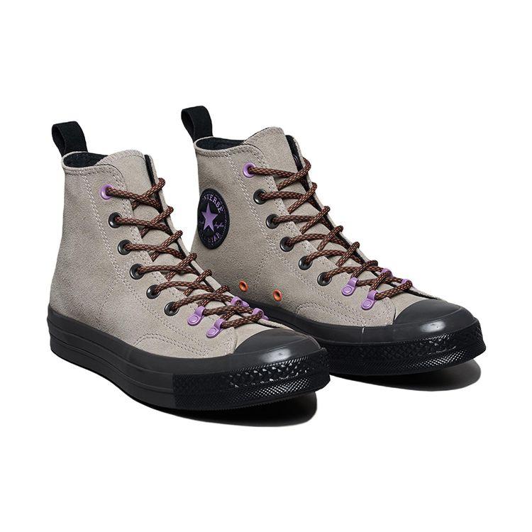 Converse Chuck Taylor All Star 1970s Fashion Versatile High-Top Goat Leather Canvas Shoes Unisex Sneakers Gray Black 172500C