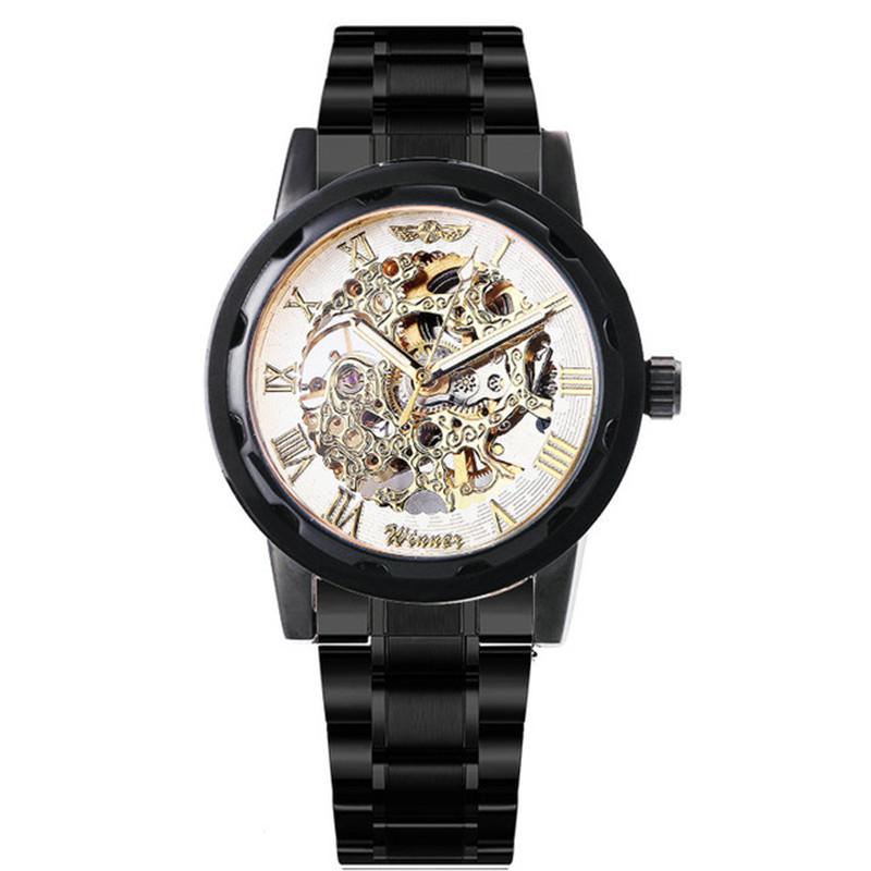 18 Colors Winner Men'S Fashion Business Casual Hollow Room Gold Strap, Manual Mechanical Watch