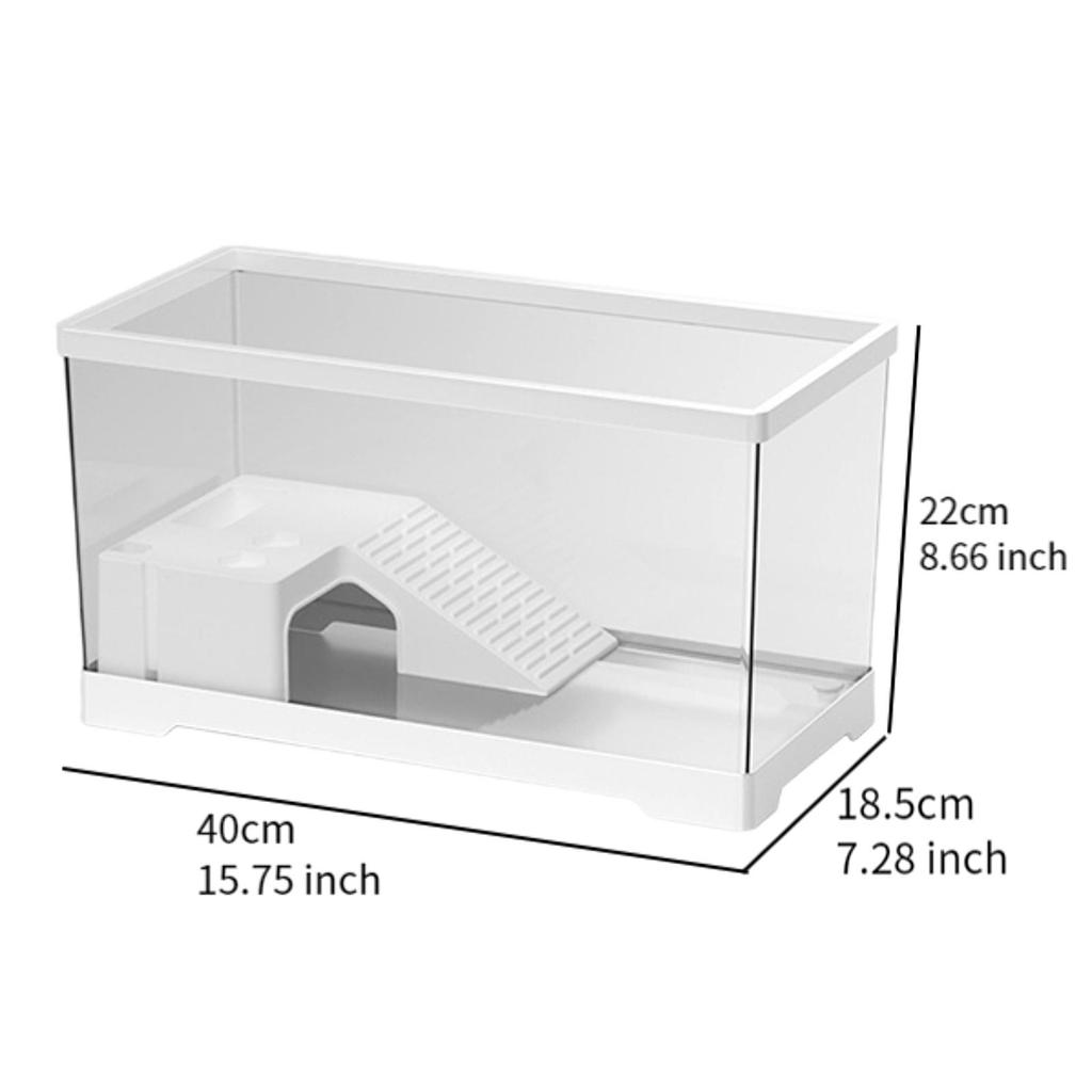 Transparency Turtle Tank With Breed Feed Area Cage Reptile Habitat Turtle Tank Bottom Drainage Enclosure Starter Indoor Decor