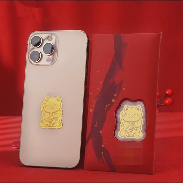 Golden Horse Year Red Envelope Sticker: Attract Wealth, Blessings, and Treasures with Pure Gold Design. #02 Immediate Fortune + Red Envelope Case