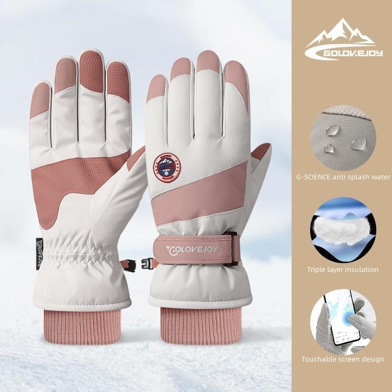 

Зимние лыжные перчатки, водонепроницаемый сенсорный экран для езды на велосипеде на открытом воздухе, плюшевые изоляционные перчатки, силиконовые противоскользящие и износостойкие стойкие -40 ° C L