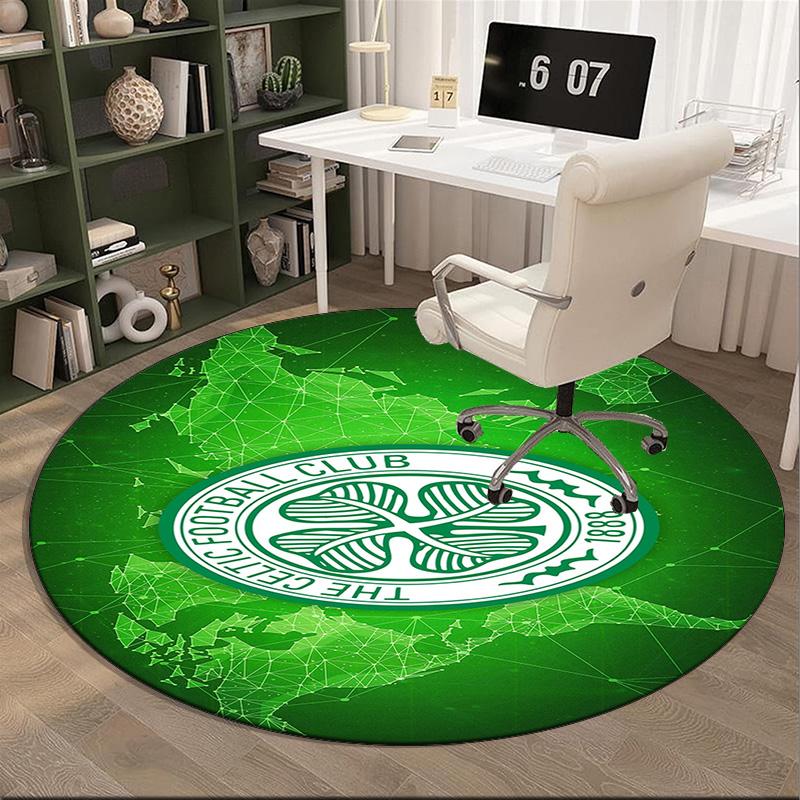 1PC round rug Cel-tic Football Club Crest Printed Round Area Rug ,Rug For Home Office, Round Chair Rug, Decorative Carpet Fan gifts Christmas gift
