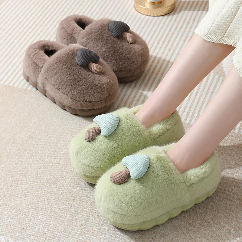 thick-soled mushroom cotton slippers autumn and winter indoor non-slip parent-child household eva fluffy slippers confinement shoes
