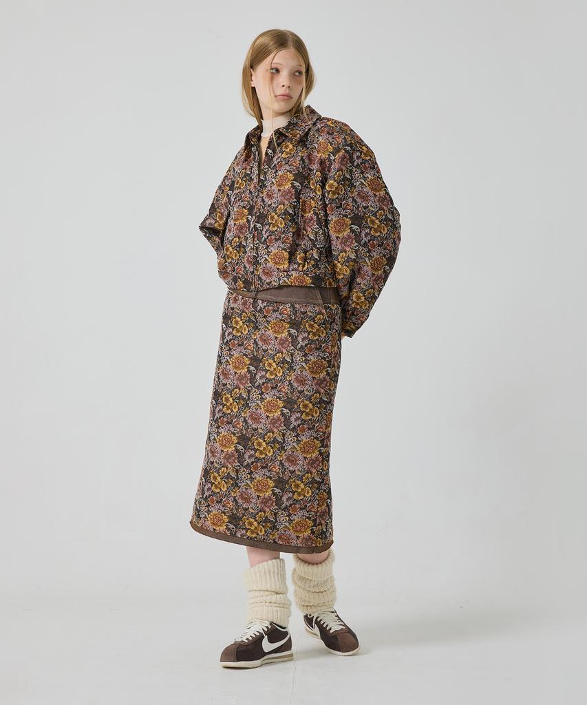Yusentig Jacquard Long Skirt Brown Oe3As60093