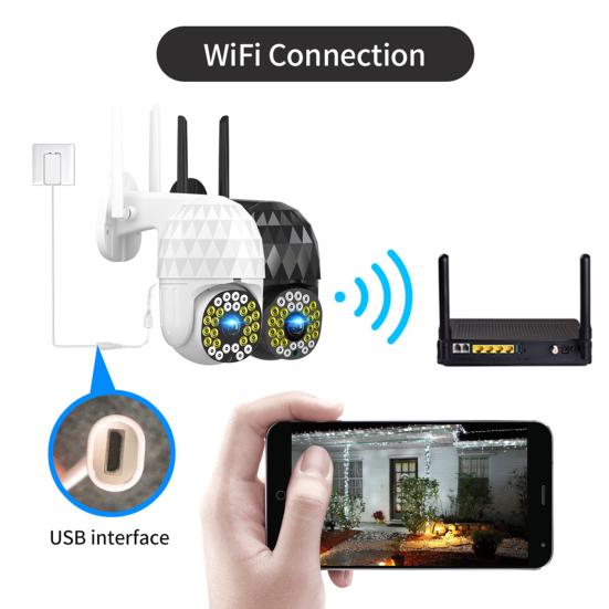 

US Plug Smart APP Remote Control 1080P Surveillance Camera Home Security WiFi Cam Monitor for Outdoor US Plug чорний