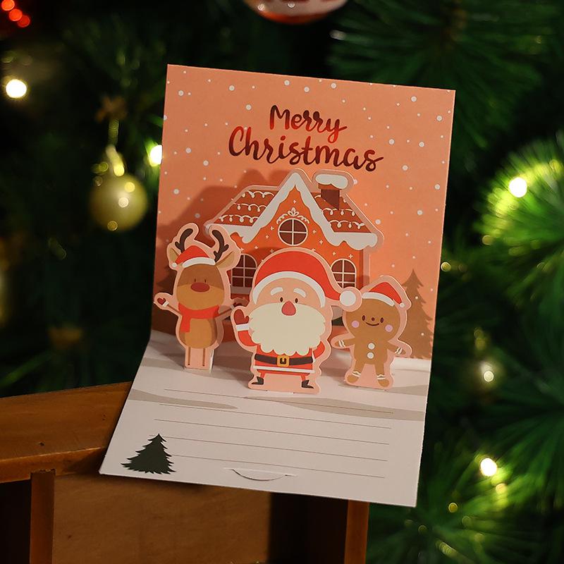 3D Christmas Pop-Up Greeting Card for Thanksgiving Holiday Blessings, DIY Christmas Eve, Handwritten Blank Card for Teacher Gift