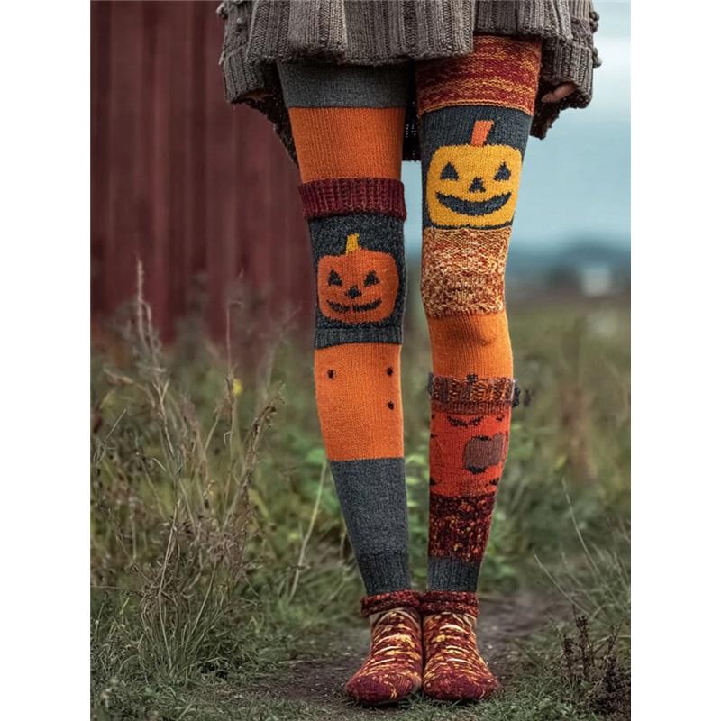 Vintage 3D kötött leggings nőknek gótikus mintával magas derék szűk nadrág Y2K punk utcai viselet rugalmas karcsúsított nadrág