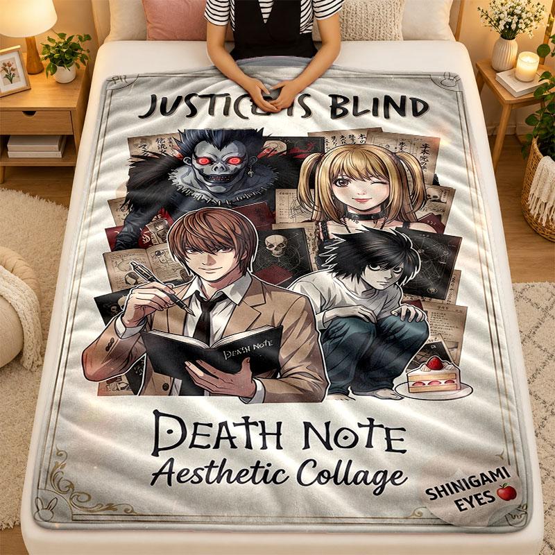 Flannel BlanketDeath Note Warm Soft Throw Blanket for Indoor Sofa Bed Living Room Use
