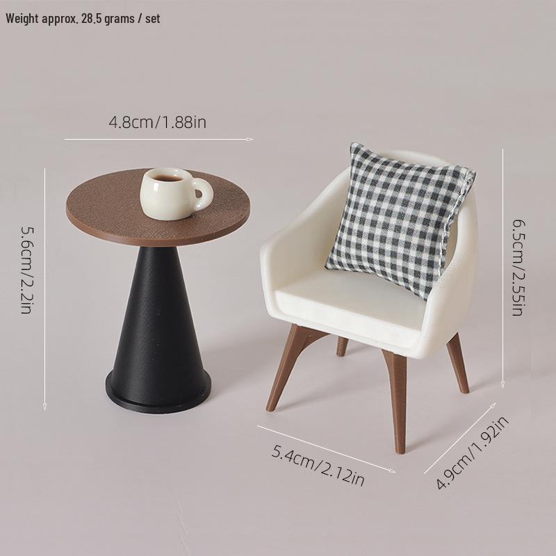 

Miniature Dollhouse Furniture Set: Table, Chairs, Cushions, and Pillows