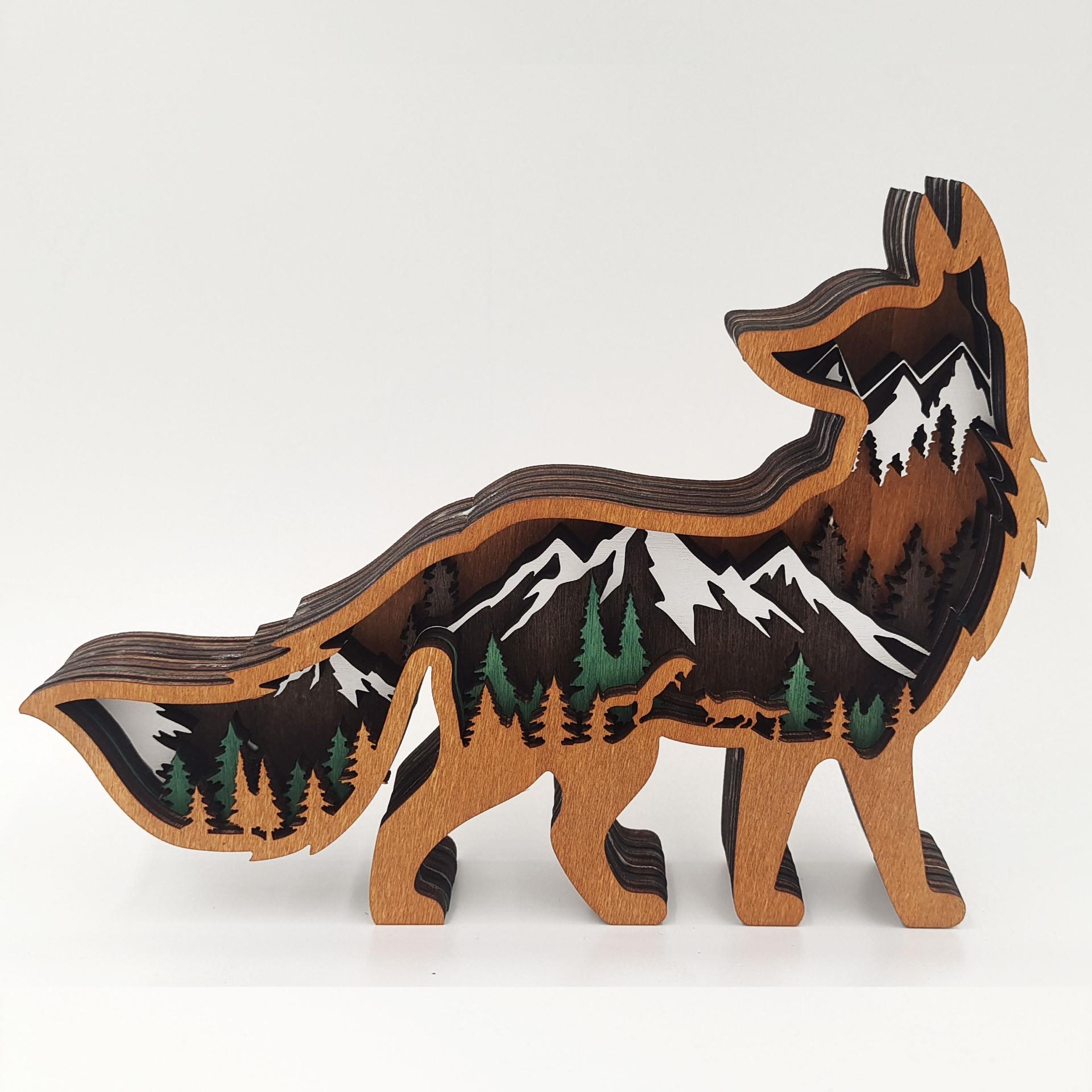 

Creative Christmas Fox Decoration: North American Forest Animal Wooden Ornament
